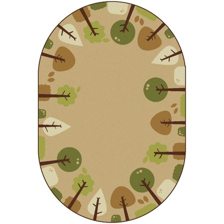 WALL-TO-WALL 4 x 6 ft. Kidsoft Tranquil Trees Rug, Tan - Oval WA2547368